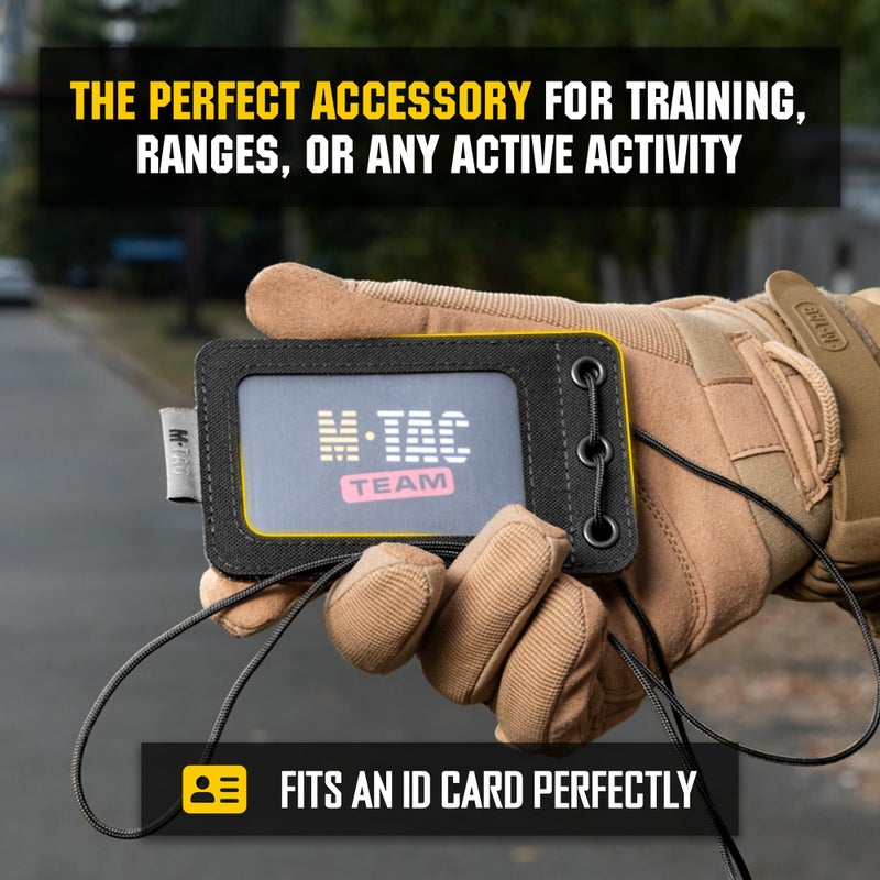 M-Tac Tactical Hanging ID Card and Patch Holder with Hook and Loop Surface and Draw Cord (Black) - Image 2